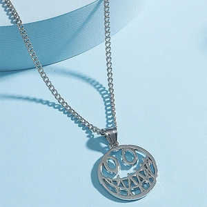 Hip Hop Vintage Teufelslächeln Hohl Geschnitten Anhänger Halskette Edelstahl Legierung Joker Gesicht Streetwear Schmuck Für Damen Herren