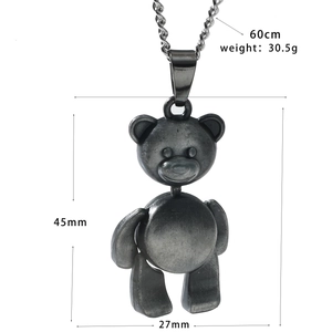 Dimensions du pendentif ours mécanique avec chaîne de 60cm et hauteur de 45mm en détail
