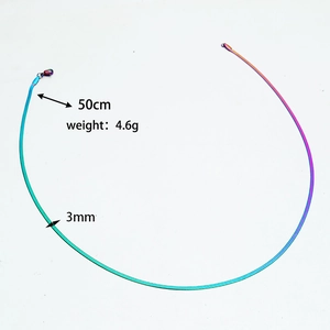 Detail view of 3mm rainbow titanium steel snake chain with 50cm length and 4.6g weight