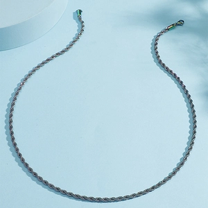 Chunky 8mm rainbow titanium steel rope chain necklace with durable lobster clasp closure