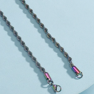 Hip Hop Titanium Steel Iridescent Necklace For Men Women Rainbow Rope Box Snake Chain Jewelry Personalized Streetwear Gift