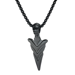 Collier avec pendentif pointe de flèche noir mat et chaîne box en acier pour hommes