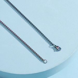 8mm iridescent titanium steel box chain necklace with lobster clasp for hip hop fashion