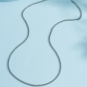 Detailed view of 8mm titanium steel twist chain showing silver-grey metallic links