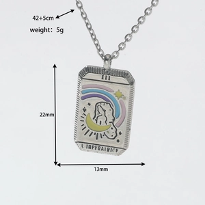 Detailed size view of Empress Tarot card pendant necklace measuring 22mm by 13mm