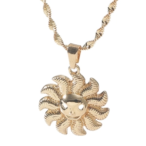 Collier pendentif soleil doré avec chaîne torsadée au style hip-hop minimaliste