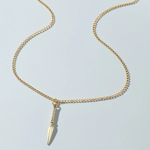 Collier pour homme avec pendentif kunai doré, design fer de lance et chaîne métallique