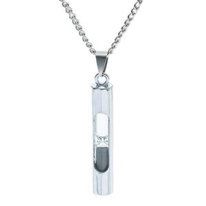Collier pendentif sablier minimaliste en acier inoxydable avec sable gris et chaîne O