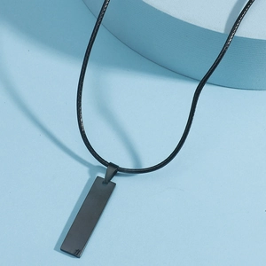 Minimalist Stainless Steel Bar Pendant Necklace Geometric Long Strip Neck Jewelry For Men Women Daily Fashion Accessary