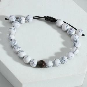White Turquoise Yellow Tiger Eye Braided Bracelet Retro Simple Natural Stone Beaded Adjustable Bracelet Jewelry For Men Women