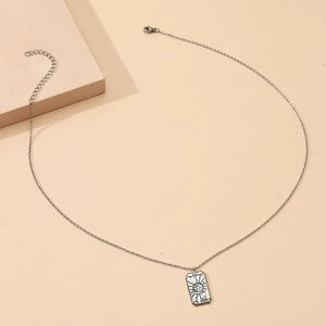Retro Tarot The World card pendant necklace in silver finish with adjustable lobster clasp