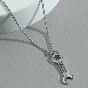 Hip hop style wrench pendant necklace for men with numbers 13 and 14 engraving