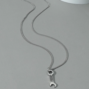 Silver wrench pendant necklace for men with 1314 engraving in minimalist hip hop style