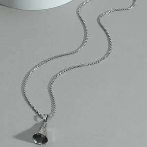Collana con ciondolo badminton 3D e catena a scatola d'argento stile sportivo