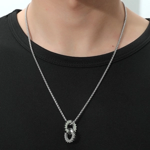 Industrial Style Stainless Steel Double Gear Pendant Necklace Unisex Mechanical Punk Jewelry Steel Color Box Chain Neck Decor