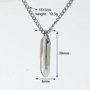 Polished silver geometry bar pendant necklace with 55+5cm chain size details