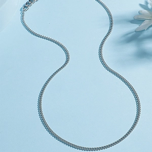 Irregular stainless steel minimalist silver chain necklace for men in S-shape curve