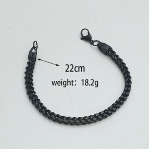 Black stainless steel Cuban chain bracelet with dimensions 22cm length and 18.2g weight