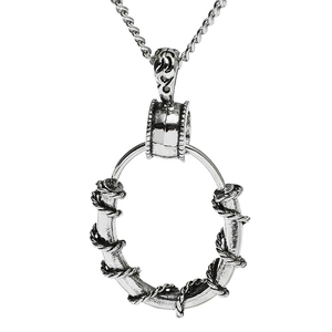 Punk vintage titanium steel necklace featuring a thorny wrap circle pendant for men