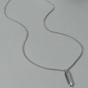 Minimalist geometric polished pendant necklace with adjustable fine link chain