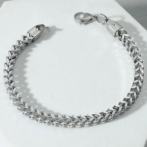 Men's Stainless Steel Wheat Chain Bracelet Bold Spiga Link Braided Domineering Minimalist Punk Jewelry For Men Gift