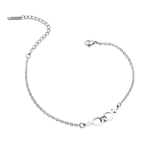 Minimalist silver stainless steel bracelet featuring interlocking female gender symbols
