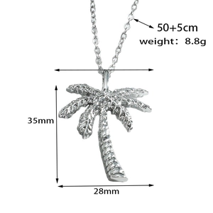 Detailed size map of coconut tree pendant with dimensions 35mm by 28mm and 55cm chain