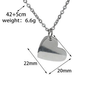Detail view of heart puzzle necklace with 22mm x 20mm pendant and 42+5cm chain specs