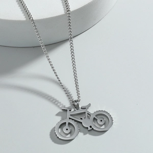 Collar con Colgante de Bicicleta de Acero Inoxidable para Hombres Mujeres Estilo Hip Hop Colgante de Bicicleta Joyería Personalizada