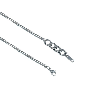 Minimalist silver irregular stainless steel necklace with lobster clasp and extension chain