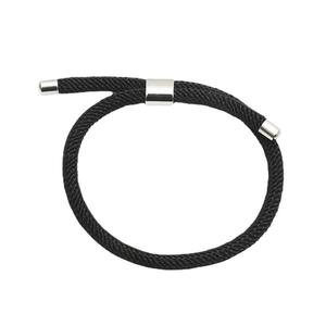 Bracelet cordon milanais noir tressé minimaliste avec curseur métallique réglable unisexe