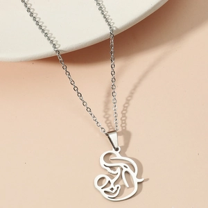 Collana Con Ciondolo Abbraccio Madre Bambino In Acciaio Inossidabile Per Donna Colore Argento Gioielli Silhouette Madre Bambino