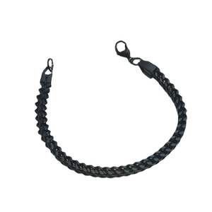 Polished black stainless steel Cuban link bracelet for men with a lobster clasp closure
