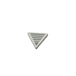 Minimalist triangle stainless steel stud earrings with modern grey striped pattern