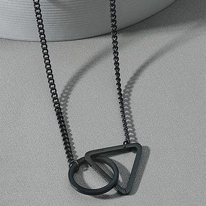 Collier Pendentif Géométrique en Acier Inoxydable pour Hommes Femmes Minimaliste Cercle Triangle Carré Bijoux de Mode Hip Hop