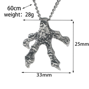Detailed specs of antique silver dragon claw pendant with 60cm chain dimensions