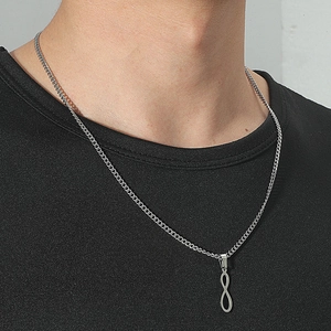Collier Pendentif Infini en Acier Inoxydable Minimaliste pour Hommes Femmes Alliage Argent Chaîne Gourmette Bijoux Urbains