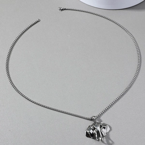 3D geometric elephant head pendant necklace with silver box chain for men fashion