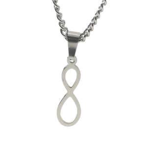 Collier avec pendentif symbole infini minimaliste en acier inoxydable et chaîne gourmette argent