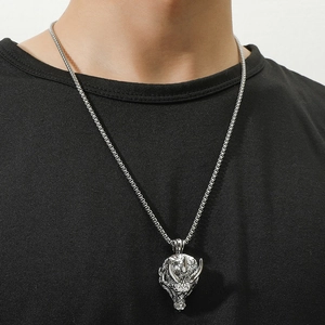 Vintage Edelstahl Nashorn Anhänger Halskette Für Herren Hip Hop Gothic Tierkopf Halskette Distressed Schmuck Geschenk