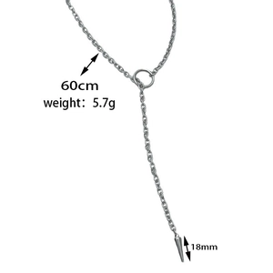Minimalistische Silberkette mit Ringglied und 18-mm-Konusanhänger-Detail, 60 cm Länge