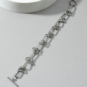 Minimalistisches geometrisches Gliederketten-Armband aus Titanstahl mit Knebelverschluss
