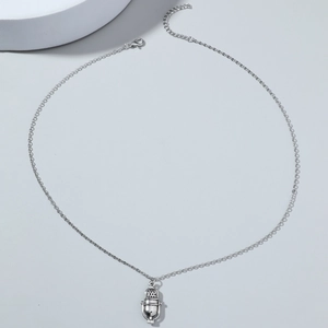 Collier avec pendentif micro de radio DJ rétro en argent vintage style punk pour homme