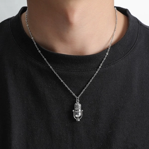 Collier Pendentif Microphone Rétro Pour Hommes Femmes Chaîne En Acier Titane Alliage Mic DJ Musique Rock Punk Hip Hop Bijoux