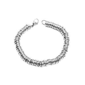 Bracelet pour homme en acier inoxydable à maillons multiples avec fermoir mousqueton poli