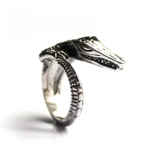 Detailed view of crocodile ring scales and head features in vintage punk style