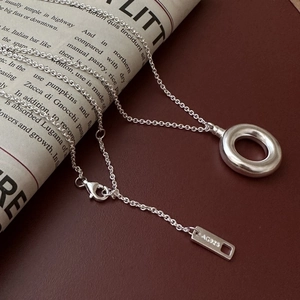 Minimalist 925 Sterling Silver Hollow Circle Pendant Necklace For Women S925 Silver Round Donut Geometric Chain Fashion Jewelry Gift