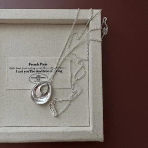 Collier élégant en argent sterling S925 avec goutte d'eau creuse au style vintage français