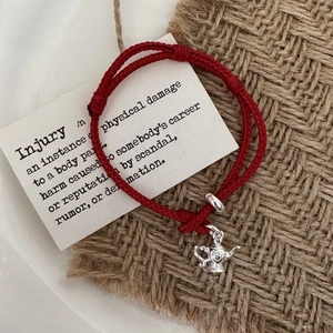 925 Sterling Silver Teapot Pendant Red Woven Rope Bracelet Adjustable Simple Retro Fashion Handmade Jewelry Luck Hand Chain Gift