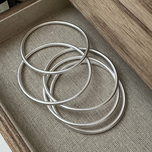 S925 Sterling Silver Minimalist Matte Frosted Bangle For Women Korean Style Simple Plain Circle Fine Bangle Bracelet Jewelry Gift